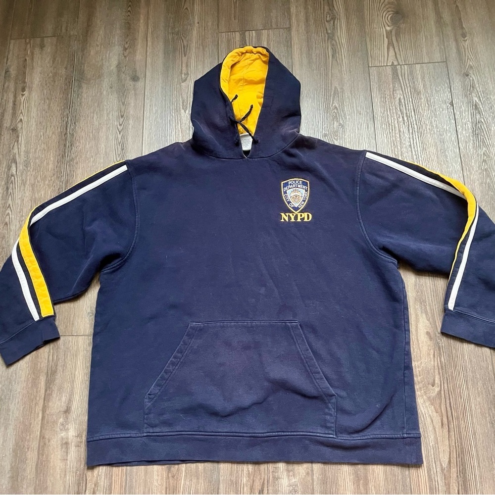 NYPD Navy Blue and Yellow Men's Hoodie